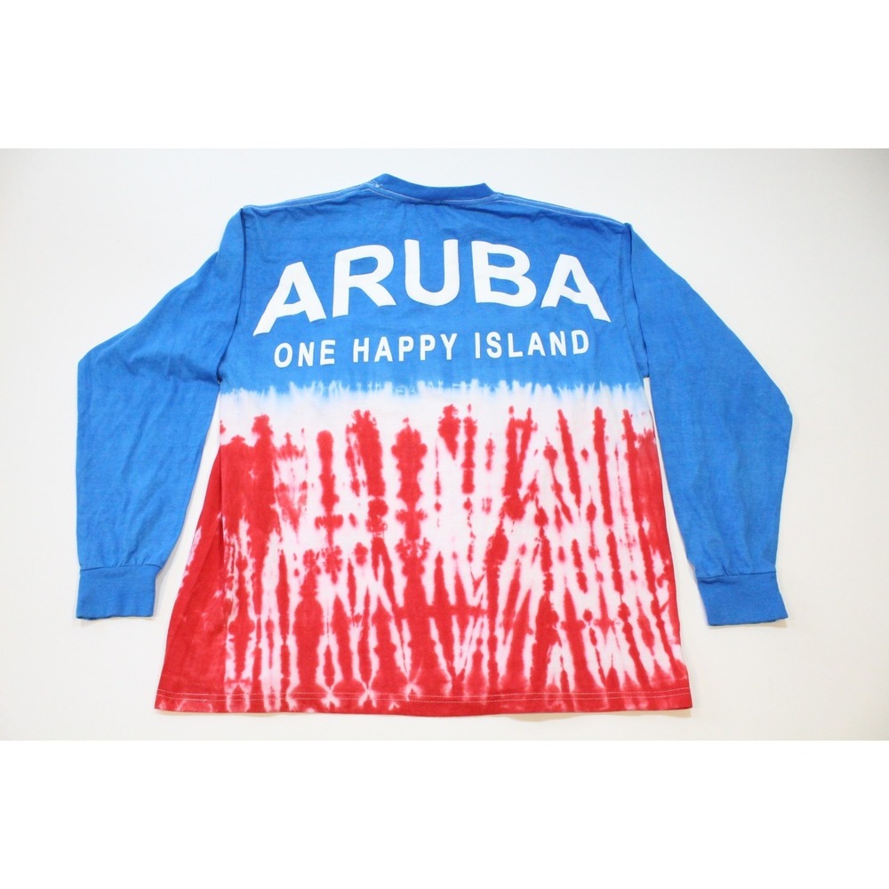 Aruba One Happy Island Shirt Mens Medium Multicolor T‎ Shirt Tye Dye Long Sleeve